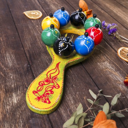 Musical instrument Marakas with balls and plates rainbow 25x13x5 cm mix-11