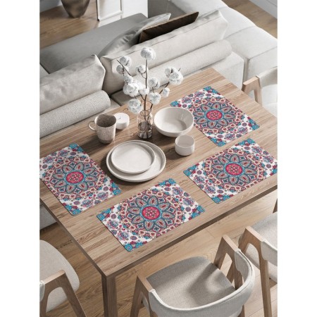 A set of napkins for setting the Eastern Tale table, rectangular, rounded edges, size 30x46 cm, 4 pcs