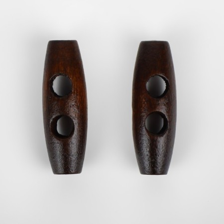 A set of wooden buttons "cylinder", 2 punctures, 10 × 30 mm, 10 pcs, a dark brown color-1