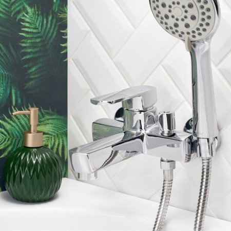 BUNE BOOOU B8215-3EH bath, pour 120 mm, shower set, brass, chrome