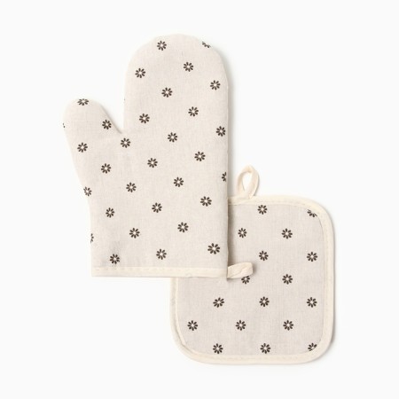 Kitchen set 2 pr. Dilyana "flowers" Take 17*17cm, mittens-castle 26*16cm, 100%HL