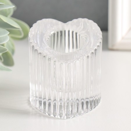 Glass of glass per 1 candle "Heart. Column" Transparent d = 2 cm 5.5x4.8x5.3 cm