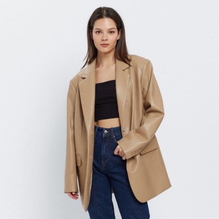 Women's jacket (eco-leather) minku: eco leather, beige color, size 46-48-5