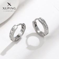 Cooping earrings Xuping Mini, D = 1.3 cm, white color in silver