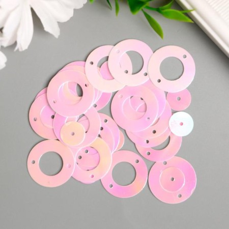 Sequins "circle in the ring" white-pink set 30 g d = 2 cm-2