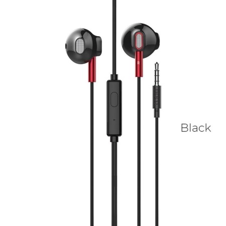 Hoco M57 headphones, wired, inserts, microphone, 1.2 m, black