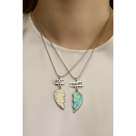 Kulons "Demetrons" Best girlfriends, color pink blue in silver, 45 cm-1