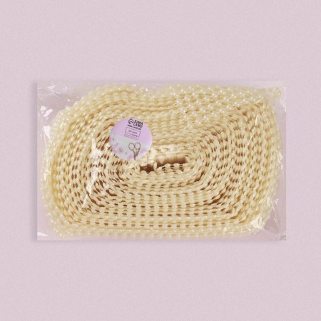 Ribbon with pearl imitation, 4 cm, 9 ± 1 m, white color-3