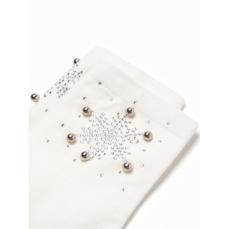 Women's socks "Snowflake from rhinestones" Nzhvip1590, white color, rr 36-40-1