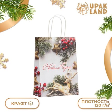 New Year. Package Paper gift New Year's craft "New Year's decoration" 18 x 8 x 25 cm.