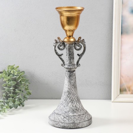 Summary Metal for 1 candle "Luciano" gray with gold 16x16x42 cm-1