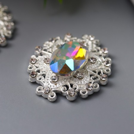 Decor for creativity Metal "Medallion Patal" pearl crystal set 2 pcs 2.6x2.4 cm 107141-2