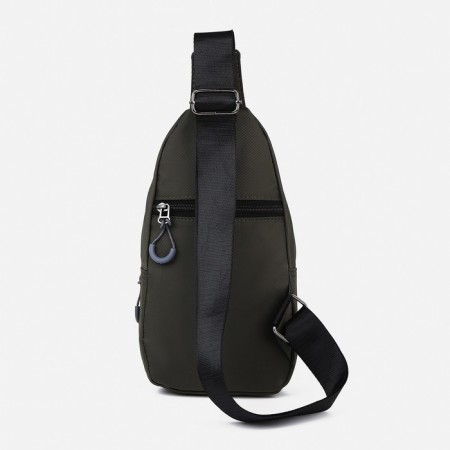 Male sling bag from textiles, headphones, green color-2