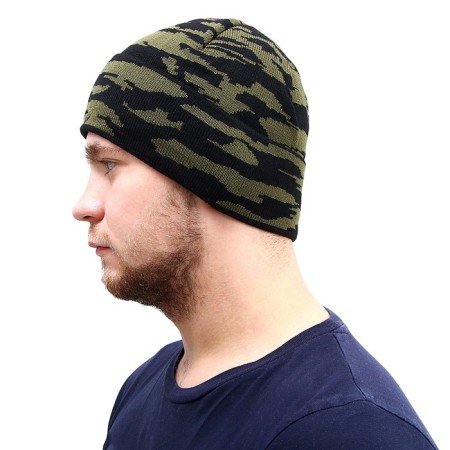 Knitting hat, on a fleece, wave, camouflage-1