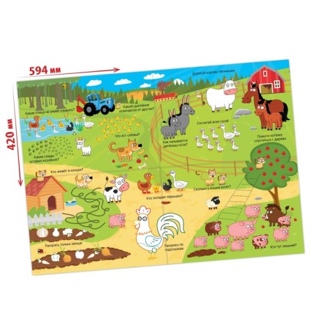 Bilateral poster with the tasks "Funny poster", A2, Blue Tractor-3