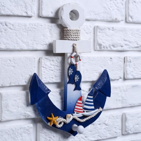 Interior hanger "anchor", 1 hook, white-blue, 28 x 20 x 5 cm-1