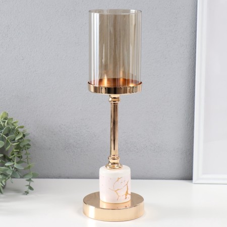 Summary Metal, glass for 1 candle d = 9.5 cm "Juno" gold 13x13x39 cm-1