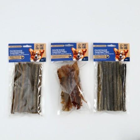 Dog treats natural Petlab: the skin of the Atlantic cod with kelp, 40 g.-3