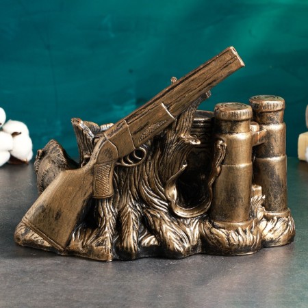 Standing for the bottle "Hunt" 33x23x26cm, bronze-3