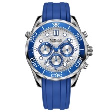 Men's watches, with a calendar, backlight, chronograph, D-4.3 cm, blue