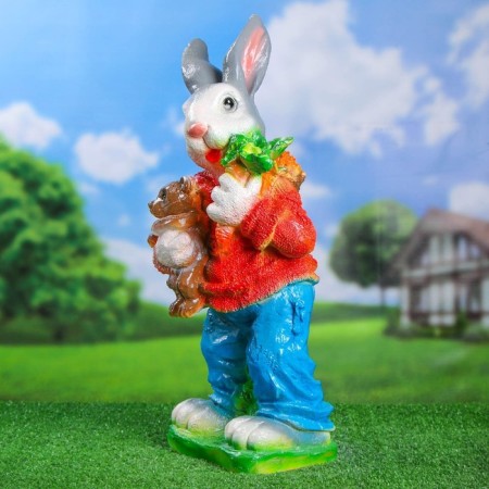 Garden figure "Hare with Mishka" 57cm mix-1