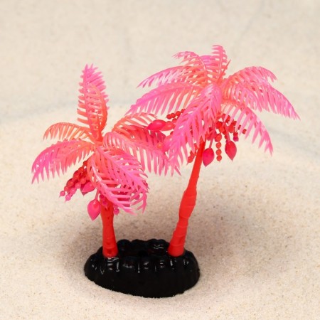 The artificial aquarium "palm tree", luminous, 14 cm, red-1