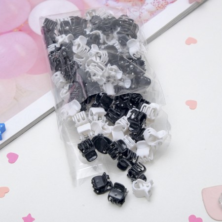 Hair crab "Mini" (set 100 pcs) simple, 1 cm, black and white