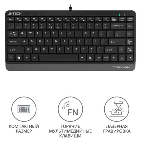 Keyboard A4Tech FSTYLER FK11 Black/Gray USB Slim-2
