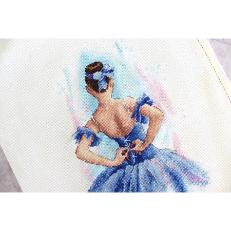 Embroidery on the canvas "behind the curtains"-2