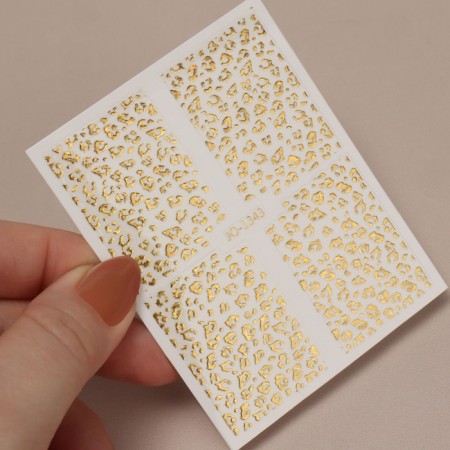 Leopard nail stickers, foil, golden color-1
