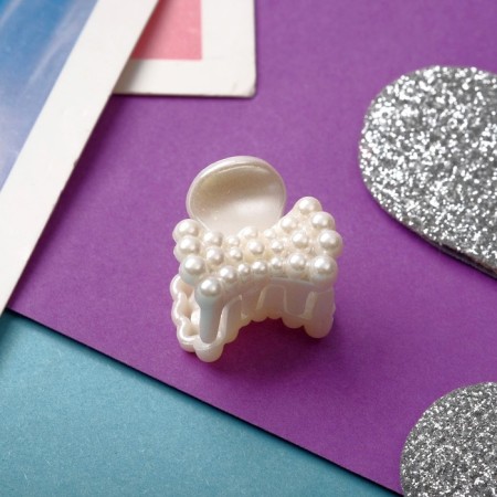Hair crab "Beatrice" (set of 8 pcs) bow, 2 cm, white-1