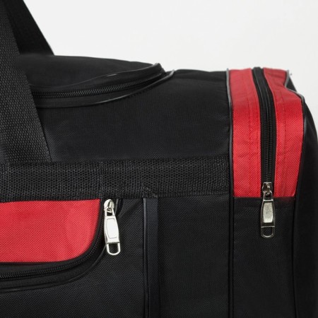 Road bag, 3 parts on lightning, external pocket, long belt, black/red color-2