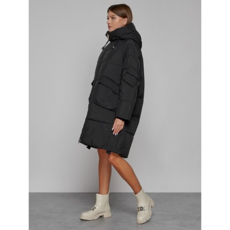 Coat insulated winter female, size 50, black color-1