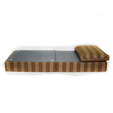 Handwheel chair-bed "Octa", size 75x100x75 cm, mobbled, brown strip-1