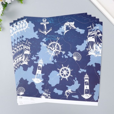 Scrapbooking paper "Sea Way" density 180 g 30.5x32 cm-1