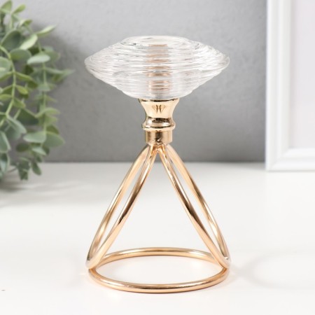 Summary metal, glass per 1 candle "Illusion of water" d = 3.5 cm gold 10x10x17 cm