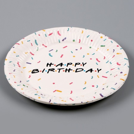 Disposable paper plate "Happy Birthday", 18 cm, set 6 pcs.-2