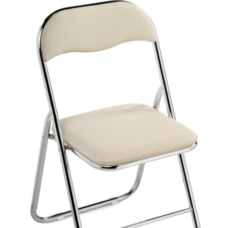 Fold 1 Metal Carcass chair, metal/eco -leather, chrome/beige 43x40x77 cm-7
