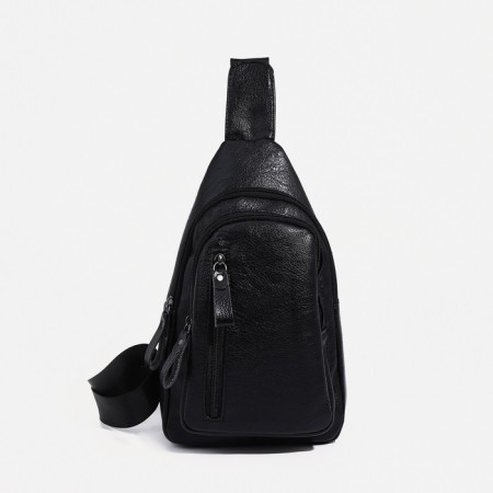 Male sling bag, artificial leather, black color-1