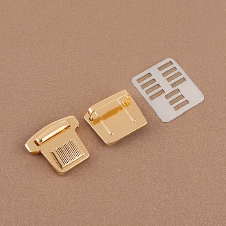 Bag's fastener, 3.5 × 3.8 cm, gold color-2