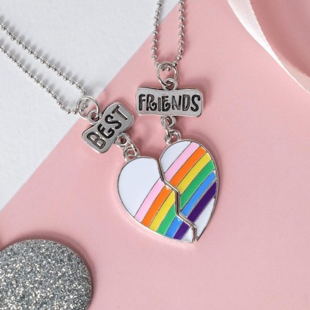 Kulons "Demetrons" Rainbow in the heart, colored in silver, l = 45 cm