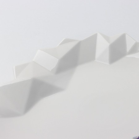 Ceramic dish for serving “marble”, white-blue, 27 cm, white color-3