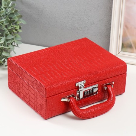 Casket to the leatherette for jewelry "Case. Crocodile Leather" red 18.5x24x9 cm-1