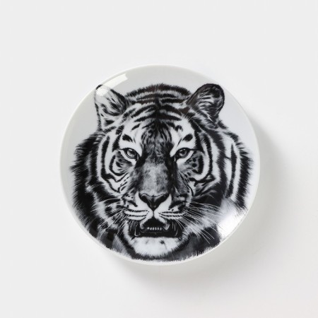 Porcelain plate "Tiger", D = 17.5 cm, white