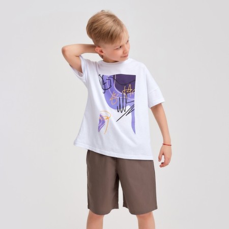 T -shirt Children's Minaku Colors, white/purple color, height 122-1