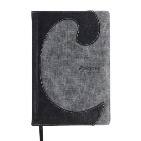 Diary of a low -up A5, 144 sheets "Courage", a solid binding with foam rubber, artificial leather, pancake embossing, white offset 80 g/m², gray