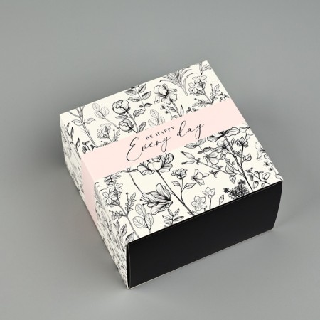 Gift folding box, packaging, “Be happy”, 14 x 14 x 8 cm-1