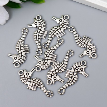 Decor Metal for creativity "Sea Horse" silver G265B795 3.3x1.7 cm-2