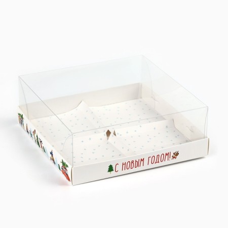 Box for Musser cakes “Happy New Year”, 17.8 x 17.8 x 6.5 cm, New Year-1