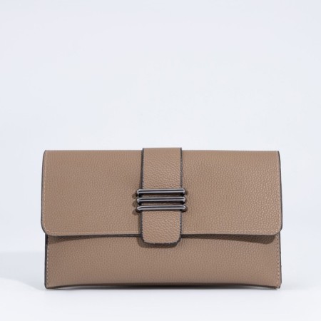 Bag-clate on magnet, long belt, beige color